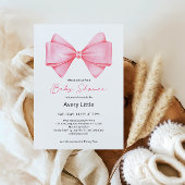 Invitation Baby shower de fille rose Bow moderne