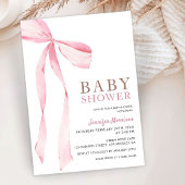 Invitation Baby shower de fille rose Bow moderne