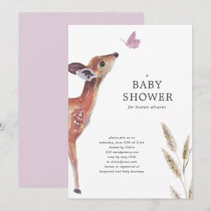 Invitation Baby shower de fille rose cerf moderne