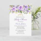 Invitation Baby shower de fille Rose de lavande florale (Debout devant)