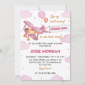 Invitation Baby shower de fille rose de l'avion vi (Devant)