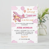 Invitation Baby shower de fille rose de l'avion vi (Debout devant)