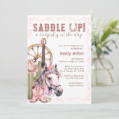 Invitation Baby shower de fille rose de l'Ouest Saddup Card (Debout devant)
