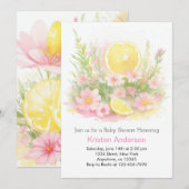 Invitation Baby shower de fille rose du jardin de citron ench (Devant / Derrière)