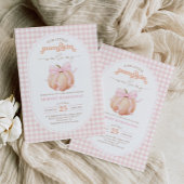 Invitation Baby shower de fille rose En vichy petit Citrouill