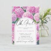 Invitation Baby shower de fille rose Hydrangea Oh (Debout devant)