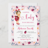 Invitation Baby shower de fille rose Ladybug blond (Devant)
