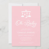 Invitation Baby shower de fille rose moderne (Devant)