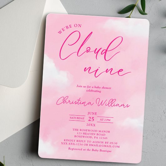 Invitation Baby shower de fille rose moderne
