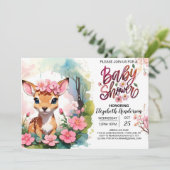 Invitation Baby shower de fille rose pâle de bois magique (Debout devant)