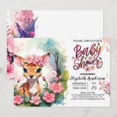 Invitation Baby shower de fille rose pâle de bois magique (Devant / Derrière)