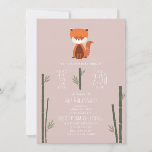 Invitation Baby shower de fille rose Panda Rouge