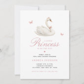 Invitation Baby shower de fille rose princesse Swan (Devant)