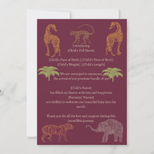 Invitation Baby shower de fille rose Safari