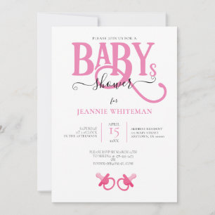 Invitation Baby shower DE FILLE ROSE TWIN AVEC PACIFIQUE