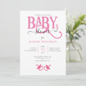 Invitation Baby shower DE FILLE ROSE TWIN AVEC PACIFIQUE (Debout devant)