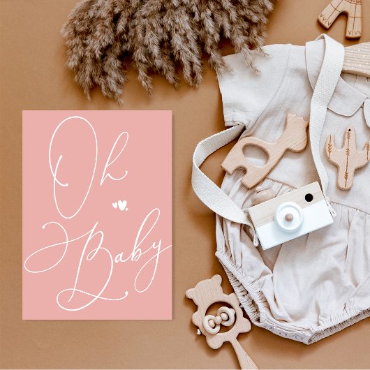 Invitation Baby shower de fille rose vif moderne
