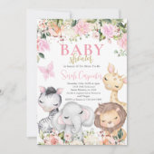Invitation Baby shower de fille Safari (Devant)