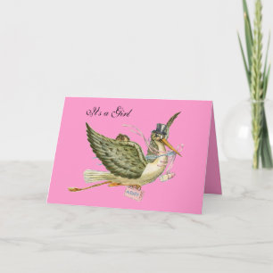 INVITATION BABY SHOWER DE FILLE STORK