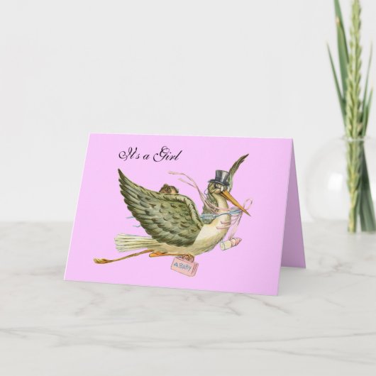 INVITATION BABY SHOWER DE FILLE STORK (Devant)