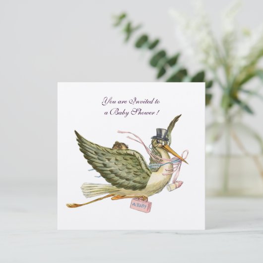 Invitation BABY SHOWER DE FILLE STORL, Champagne blanc rose (Debout devant)