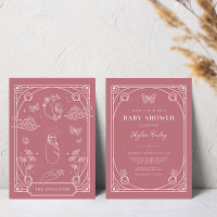 Invitation Baby shower de fille Tarot céleste