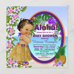 Invitation Baby shower de fille Tropical Luau Hwaiian Hula