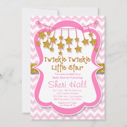 Invitation Baby shower de fille Twinkle Little Sta (Devant)