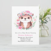 Invitation Baby shower de fille Whimsical Fleur sauvage Otter (Debout devant)