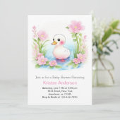 Invitation Baby shower de fille Whimsy de canard rose (Debout devant)