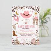Invitation Baby shower de fille Wild West Invitati (Debout devant)