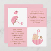 Invitation Baby shower de filles (Devant / Derrière)