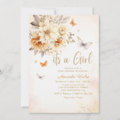 Invitation Baby shower de filles Boho Fleur sauvage Aquarelle (Devant)