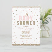 Invitation Baby shower de filles Confetti Rose & Or (Debout devant)