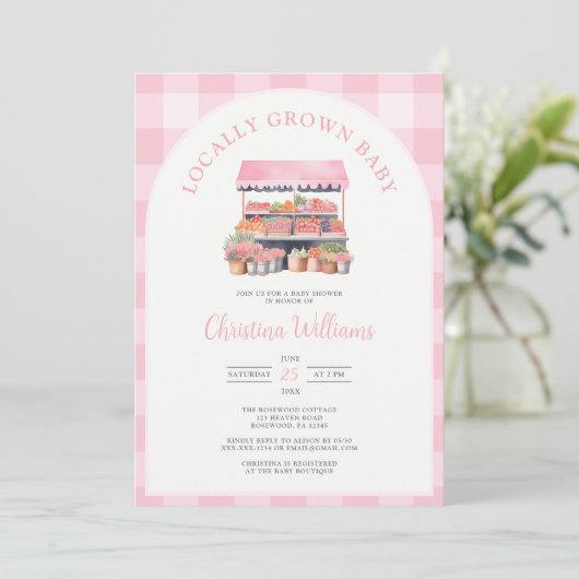 Invitation Baby shower de filles cultivées localement (Debout devant)
