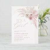 Invitation Baby shower de filles d'arc rose douce Boho (Debout devant)