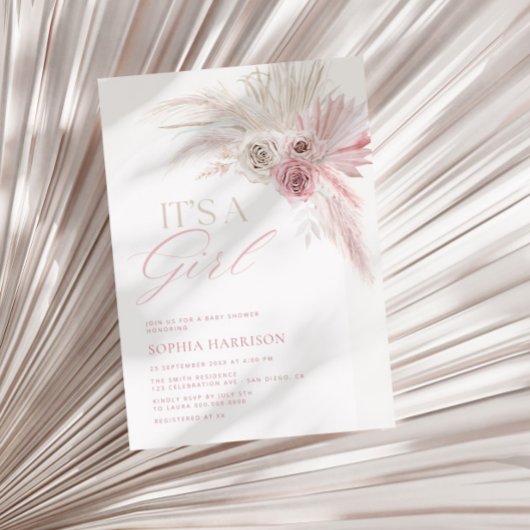 Invitation Baby shower de filles d'arc rose douce Boho