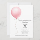 Invitation Baby shower de filles de ballons rose moderne (Devant)