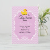 Invitation Baby shower de filles de canards roses (Debout devant)