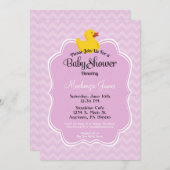 Invitation Baby shower de filles de canards roses (Devant / Derrière)