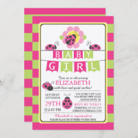 Invitation Baby shower de filles de coccinelle mig