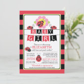 Invitation Baby shower de filles de coccinelle mig (Debout devant)