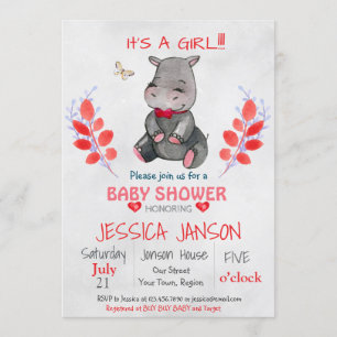 INVITATION BABY SHOWER DE FILLES DE CUISINE HIPPO