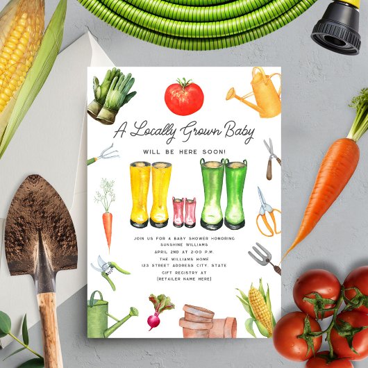 Invitation Baby shower de filles de jardin de légumes cultivé