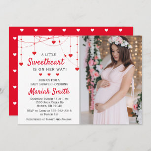 Invitation Baby shower de filles de la Saint-Valentin