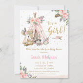 Invitation Baby shower de filles de la tribu Boho de Cute Woo (Devant)