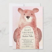 Invitation Baby shower de filles de l'ours doux (Devant)