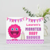 Invitation Baby shower de filles de Monster (Debout devant)