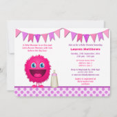 Invitation Baby shower de filles de Monster (Dos)