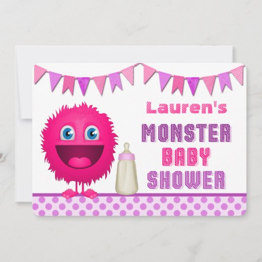 Invitation Baby shower de filles de Monster (Devant)